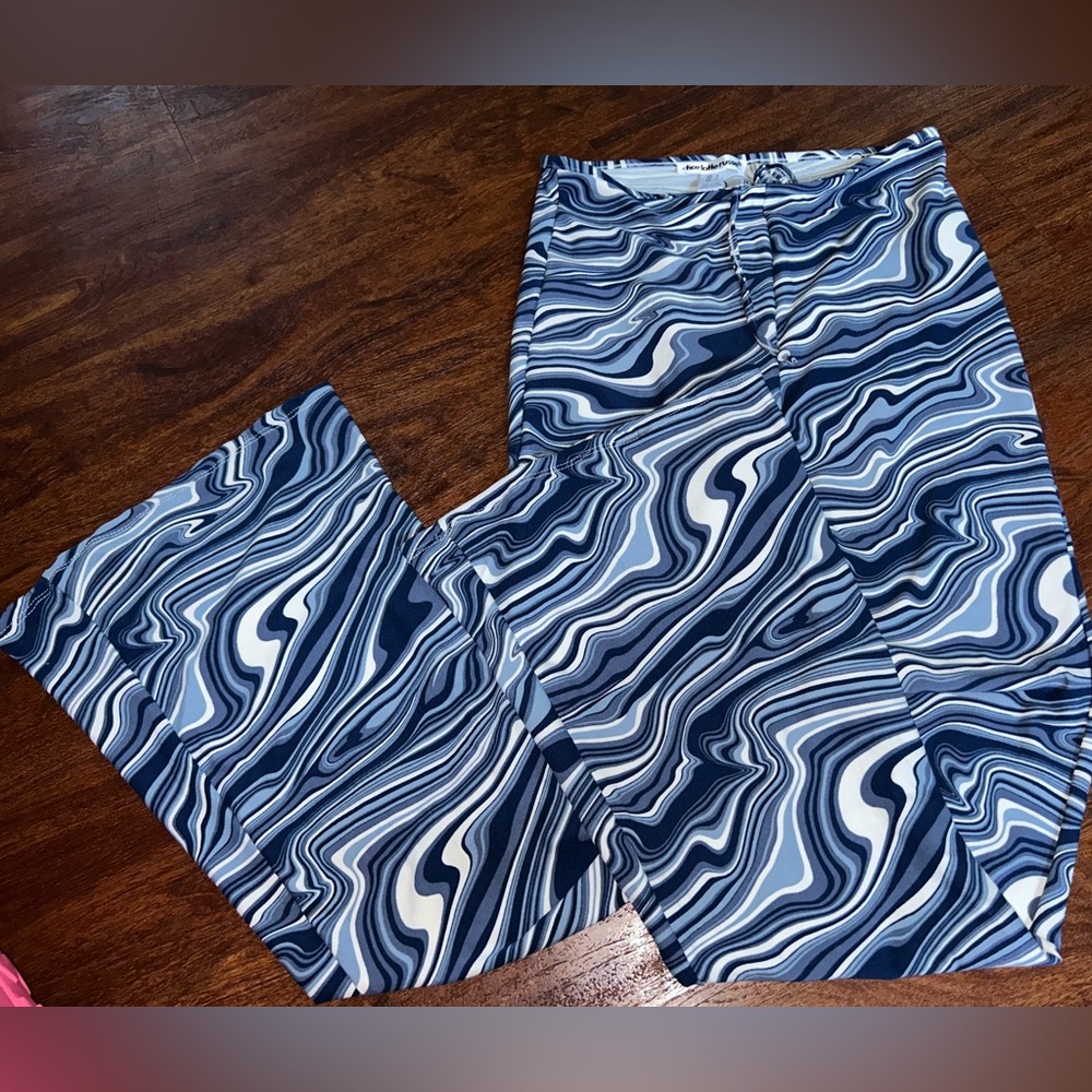 Charlotte Russe Blue and White Wide Leg Pants